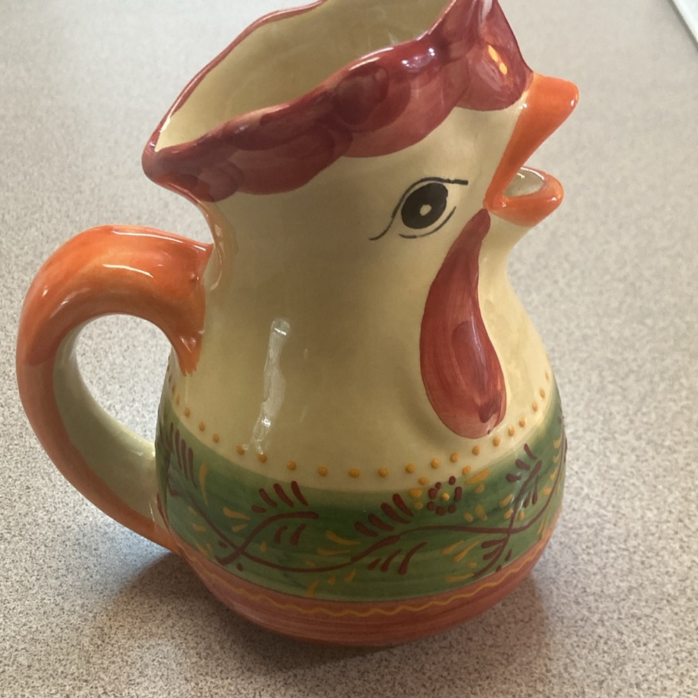 Colorful Ceramic Rooster Pitcher - Picture 3 of 6